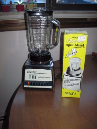 Vintage Osterizer Pulse Matic Blender With Mini - Blend Containers