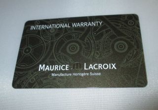 One (1) Open & Blank Maurice Lacroix Swiss Watch International Card