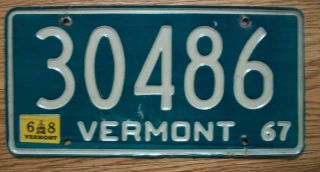 Single Vermont License Plate - 1967 / 68 - 30486