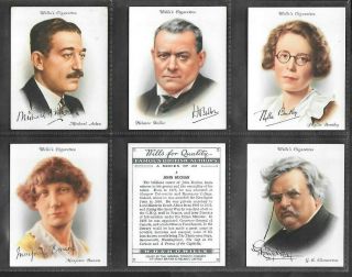Wills 1937 Scarce (authors) Full 40 Card Set  Famous British Authors
