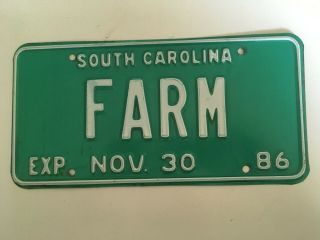 Vanity License Plate Farm Agriculture Ranch Rancher Farmer South Carolina