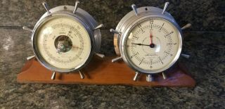 Vintage Airguide Desktop Weather Station Barometer / 8 Day Clock Ship 