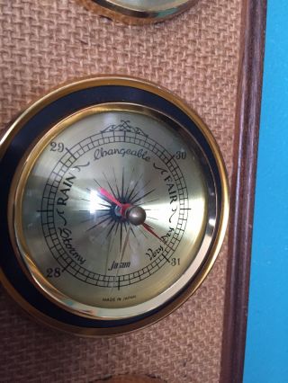 Vintage 60 ' s Jason Japan Wood Weather Station Thermometer Compensated Barometer 3
