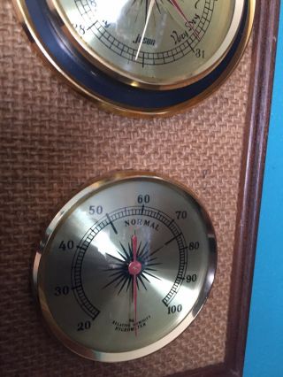 Vintage 60 ' s Jason Japan Wood Weather Station Thermometer Compensated Barometer 4