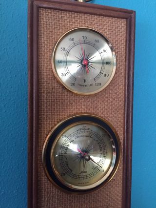 Vintage 60 ' s Jason Japan Wood Weather Station Thermometer Compensated Barometer 5