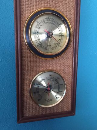 Vintage 60 ' s Jason Japan Wood Weather Station Thermometer Compensated Barometer 6