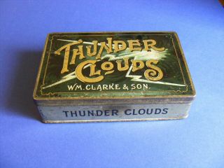 Large Antique " Thunder Clouds " Tobacco Tin / W.  M.  Clarke & Son