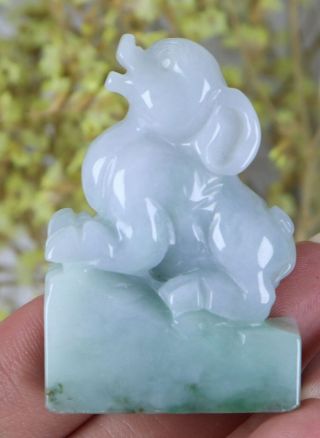 Certified Natural Green（Grade A）jade jadeite Piggy statue 87435N 3
