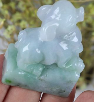 Certified Natural Green（Grade A）jade jadeite Piggy statue 87435N 5
