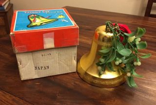 Vtg Gold Musical Christmas Bell Pull String Box Ssk Import Japan Holy Night Ec
