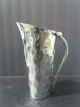 Signed Michael Aram Lotus Stem Stainless Steel Pitcher Almost 11 " Tall