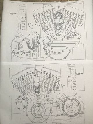 2 For The Price Of 1 Harley Panhead Set Engine Blueprint Flh Davidson