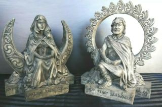 Lugh Statue And Moon Goddess Statue Set - Stone Finish Dryad Designs - Wicca