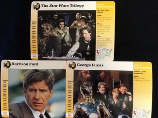 Grolier Story Of America Cards:star Wars Trilogy,  Harrison Ford & George Lucas