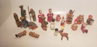 20 Pc Vintage Christmas - Ornaments - Figurines - Nativity - Santa - Angels - Wooden - German