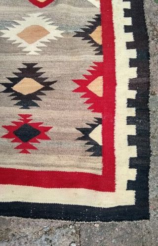 Old Handmade Native American Rug Blanket Wool HEAVY Textile DISTRESSED 2