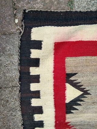 Old Handmade Native American Rug Blanket Wool HEAVY Textile DISTRESSED 3