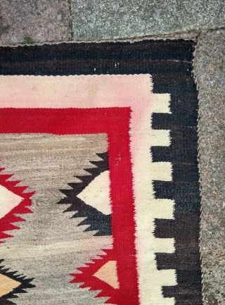 Old Handmade Native American Rug Blanket Wool HEAVY Textile DISTRESSED 4