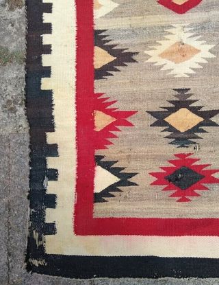 Old Handmade Native American Rug Blanket Wool HEAVY Textile DISTRESSED 5