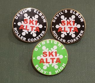 Ski Utah Pin | Vintage Alta Resort Pins Mountain Runs Enamel Metal