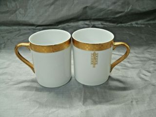 Tiffany & Co.  Imperial Frank Lloyd Wright Set Of 2 - 3 1/2 " Mugs Gold Checks Ec
