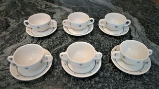Set Of 6 Ss United States Bullion Cups With Saucers Top,  China,  Dishes