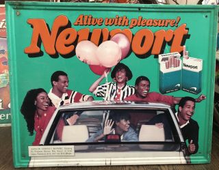 Newport Alive With Pleasure Metal Advertising Sign 1980’s Cigarettes Tobacco