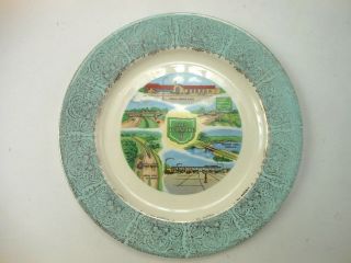 Vintage Ohio Turnpike State Plate Gold Trim 10 Inch Collector Plate