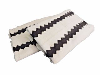 Malian White Mud Cloth Textiles S/2 42 " By 60 " Each
