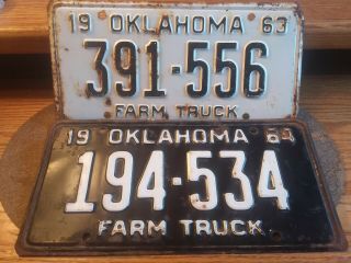 Oklahoma License Plates 2 1963 1964 Truck Tags