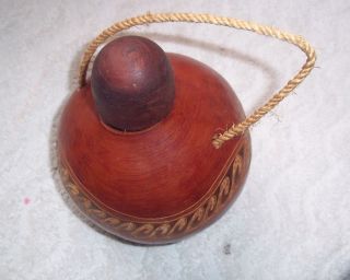 Vintage Carved Gourd Water Holder Carrier South America