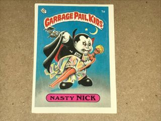 1985 Topps Garbage Pail Kids Sticker 1a Nasty Nick Glossy Back