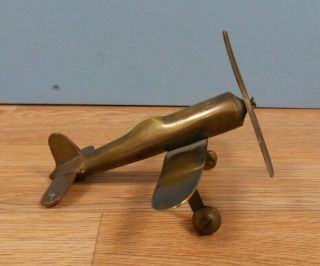 Vintage Brass Model Aeroplane World War 2 Raf Curtis Corsair Midel