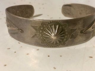 Antique Sterling Silver Navajo Native American Bracelet Cuff Whirling Logs