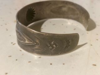 Antique sterling silver Navajo Native American bracelet cuff whirling logs 2