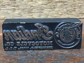 1920’s Indian Motorcycle Co.  Springfield Mass.  Usa - Copper Printer’s Ink Block