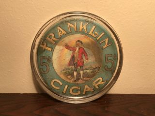 Antique Flor De Franklin Cigars - Glass,  Store Advertising,  Change Receiver Tray