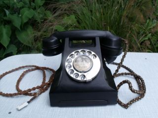 Vtg 50s Black Bakelite Telephone Gpo Phone Bakerlite 4509d Retro Old 60s