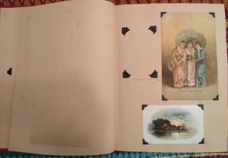 Antique VICTORIAN SCRAPBOOK Album w Trade Cards Die Cuts Ephemera 1800 ' s 150,  pc 5