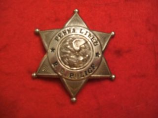 Pennsylvania Lines 5 Point Illinois Star Rr Police Breast Badge