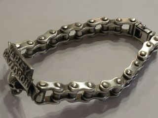 Sterling silver Harley Davidson Bike Chain Link Bracelet with Emblem 2