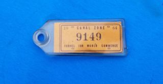1964 Vintage License Key Tag Canal Zone 9149 Balboa Lions Lic Keytag Plate