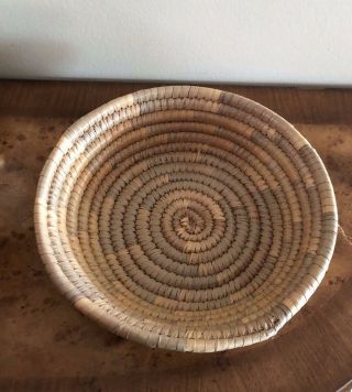 Hand Woven Coiled African Basket Bowl Decor Wall Hanging 11 " Natural In Color