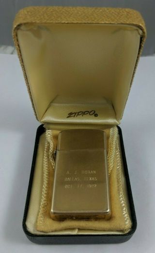 Zippo 10k Gold Filled Slim Lighter In Case From The 1950 