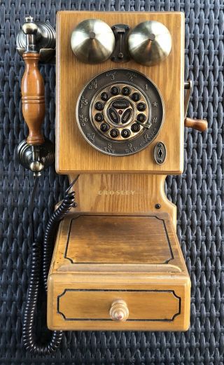 Retro Wall Telephone Vintage Wood Old Country Kitchen Crosley Cr92 Oak Wood