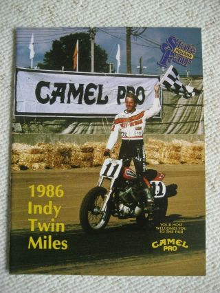Vintage " Indy Mile " Motorcycle Flat Track Racing Program 1986 Nos