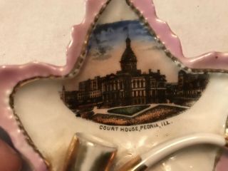 Court House,  Peoria,  Illinois Vintage Souvenir Leaf Tray With Pipe 2