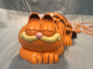 Vintage 1980s Garfield Phone By Tyco - Corded,  Eyes Open And Shut.  Classic