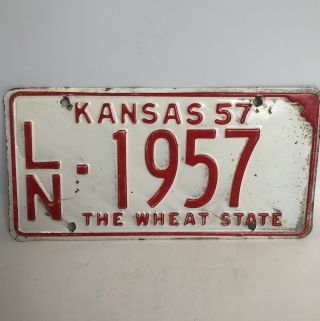 1957 Kansas License Plate Number For Year Chevy Bel Air Truck Corvette Ford