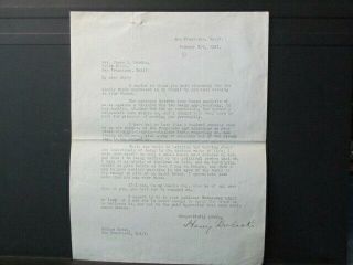 1921 Writer Of Cons & Conmen Gambler Harry Brolaski Signed Typed Letter